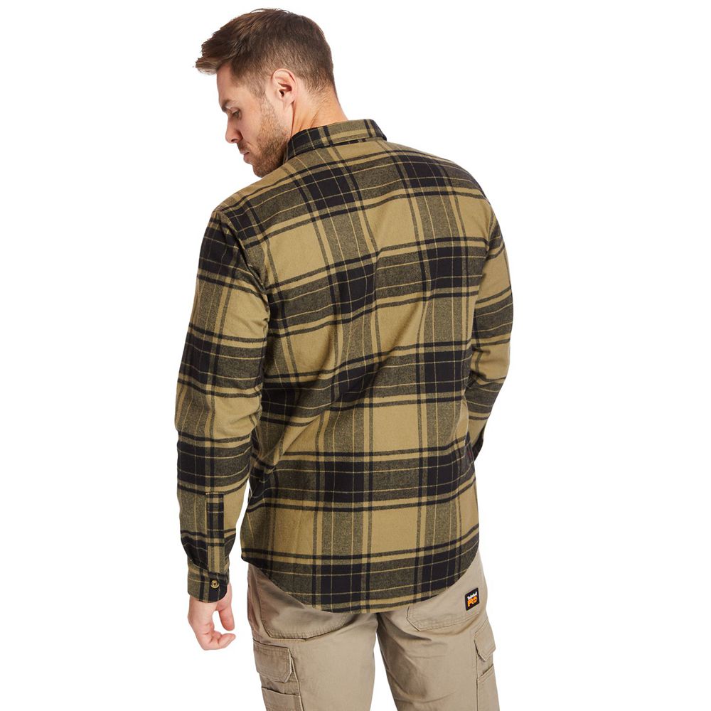 Timberland Mens Shirts PRO® Woodfort Heavyweight Flannel Work - Olive - India WD4728319